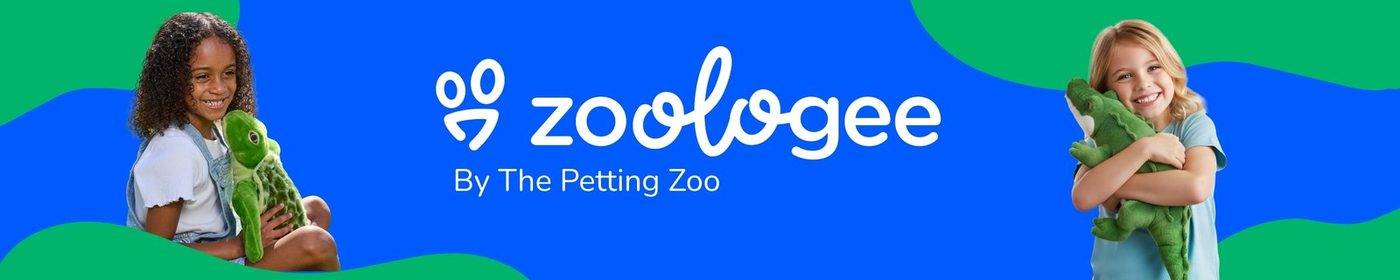 A Zoologee ribbon with a child and a soft toy