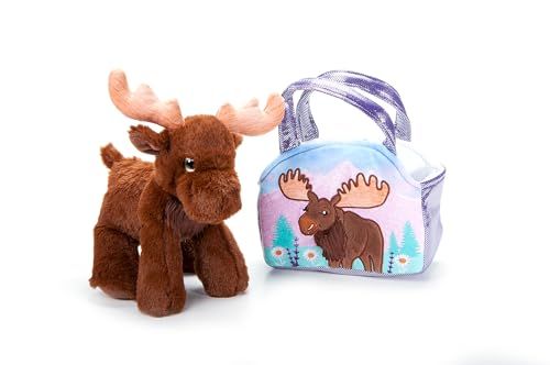 Brown Pet Carrier Moose Purse Plush Set Stuffed Animal by Zoologee