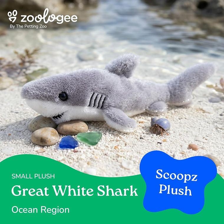 Great White Shark Stuffed Animal, Scoopz by Zoologee, view 3