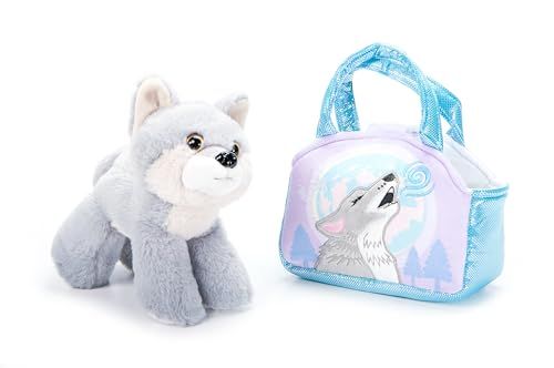 Grey Pet Carrier Wolf Purse Plush Set Stuffed Animal by Zoologee