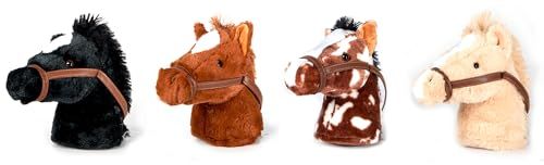 Horse Stuffed Animal Plushie, Ride Along Hobby Horse Plush Toys, (Black) by Zoologee