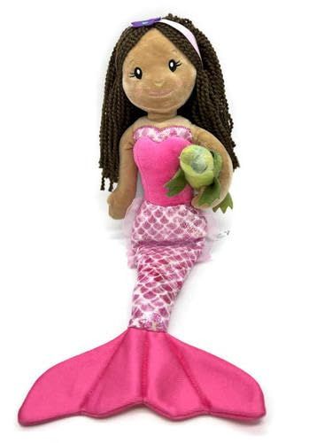 Mermaid Doll with Alligator Stuffed Animal- Great Gifts for Girls, Mermaid Plush Doll with Alligator Plush Toy, (Dark Skin) by Zoologee