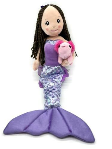 Mermaid Doll with Axolotl Stuffed Animal, Gift for Girls, Mermaid Plush Doll with Axolotl Plush Toy, (Brunette), 3143x2A by Zoologee
