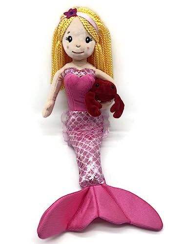 Mermaid Doll with Crab Stuffed Animal- Great Gifts for Girls, Plush Doll Mermaid with Crab Plush Toy- (Blonde) by Zoologee