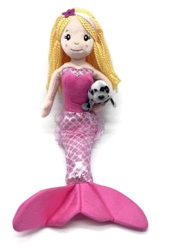Mermaid Doll with Harbor Seal Stuffed Animal, Gift for Girls, Plush Doll with Seal Plush Toy, (Blonde) by Zoologee