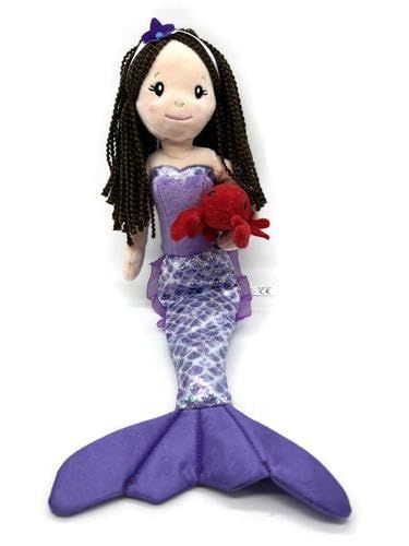 Mermaid Doll with Lobster Stuffed Animal- Great Gifts for Girls, Mermaid Plush Doll with Lobster Plush Toy, (Brunette) by Zoologee